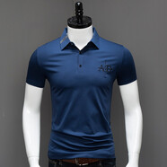 奧德里奇液氧80支絲光棉短袖POLO衫冰絲透氣男士商務(wù)休閑翻領(lǐng)體恤保羅衫簡(jiǎn)約胸口刺繡修身打底衫上衣 20012寶藍色 XXXXL