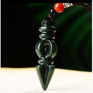 喜吟福和田玉青玉鏤空金剛杵降魔護身符吊墜天然玉石情侶項鏈掛件民族風(fēng) 和田玉青玉款  1 約58*16*16mm