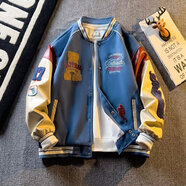 NASALIKE美式潮牌棒球服男春秋季情侶bf刺繡夾克男復(fù)古寬松機(jī)車休閑外套男 藍(lán)色 2XL
