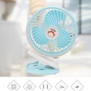 人杰人杰U8電風(fēng)扇臺式迷你學(xué)生USB可充電式 靜音宿舍床頭小電扇臺夾扇 藍色USB夾扇送充電線(xiàn)