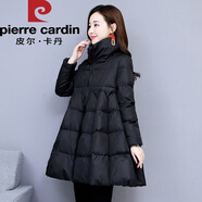 皮爾卡丹冬季時(shí)尚棉衣女 2024新款a字斗篷羽絨棉服中長(cháng)款大擺加厚棉襖外套 黑色 S 85-100斤