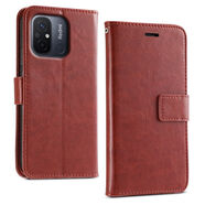 佩諾小米Redmi 12C手機殼Helio G85保護套紅米翻蓋式皮套硅膠軟殼全包邊防摔外殼男女款 【搭扣錢包款】棕色 紅米12C