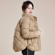 啄木鳥(niǎo)（TUCANO）中年媽媽秋冬外套洋氣棉襖2024新款冬季棉衣中老年女冬裝羽絨棉服 卡其色 5XL （建 議150-165斤）