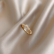 柚芳高級愛(ài)心仿珍珠戒指女小眾設計輕奢精致貓眼石食指戒新款開(kāi)口指環(huán) 鑲鉆纏繞J180【單個(gè)裝】