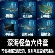 林暢模玩兒童海洋動物玩具實心仿真深海魚模型鋸鰩刺魟蝠鲼箱鲀認知生物 深海魚模型6件套【可調(diào)換】