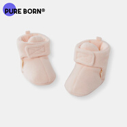博睿恩（Pureborn）搖粒絨保暖嬰兒鞋新生兒軟底步前鞋子秋冬裝寶寶腳套 粉色 L 長12cm