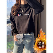冠軍閃電美國重磅賣萌半高領(lǐng)短款毛衣女秋冬奶呼呼小個(gè)子休閑百搭打底針織 黑色現(xiàn)貨 加絨 M