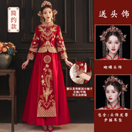 秀禾服新娘2025新款結婚嫁衣中式禮服婚紗敬酒服大碼秀禾小個(gè)子女 薔薇簡(jiǎn)約款+蝴蝶頭飾 2XL [125-135斤]