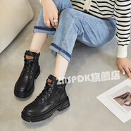 ZNSPDK 2022新款壹得壹早秋樂潮優(yōu)品情侶馬丁靴男女大黃靴子男增高馬丁鞋潮流百搭英倫復(fù)古風(fēng) 2272黑色【女款】 40