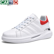 卡帝樂(lè )鱷魚(yú)鞋子男鞋秋季潮流網(wǎng)面男士休閑鞋商務(wù)平底百搭運動(dòng)板鞋 白紅[四季款]QH2065 40