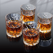 傳旗啤酒杯白酒杯玻璃洋酒杯烈酒杯家用威士忌洋酒杯 300ml*4只裝