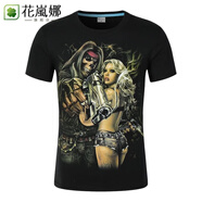 花嵐娜（HUALANNA）夏搞笑滾潮t恤男士立體3d動(dòng)物圖案印花衣服夏潮大碼猩猩t恤男 美女槍手 短袖 XL 140-160斤