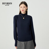 深呼吸DEEP BREATH女裝金屬扣可機(jī)洗純羊毛針織衫女A301328 藏藍(lán) M (3碼)