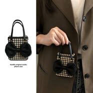 邦米碩手提包包蝴蝶結適用三星zflip5手機殼折疊屏Flip3/4可背斜挎新款華為pocket2保護套p50pockets女款 三件套-咖底千鳥(niǎo)紋+黑溫柔蝴蝶結+手提包包 華為 Pocket 2