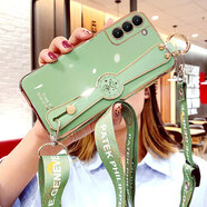 優(yōu)蕾絲 三星S21手機殼S21+保護硅膠套S21ultra腕帶5G背帶斜挎掛繩G9910防摔全包galaxy女款外殼 三星S21【牛油果綠】全屏鋼膜+斜挎掛繩