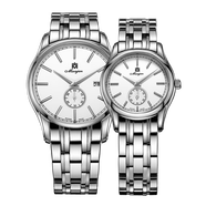 名爵（MANJAZ） 瑞士手表原裝進(jìn)口石英防水男士腕表送老婆女友圣誕禮物 白盤(pán)銀殼6155情侶對表