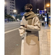 NEW OR MODE重磅韓系長(zhǎng)款毛呢大衣男秋冬季潮牌寬松外套vibe高街休閑情侶風(fēng)衣 XZ812-F635米白色 L