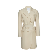 TIE FOR HERTieForHer 羊毛束腰腰帶款精致通勤顯瘦職場(chǎng)女士西裝裙 燕麥色現(xiàn)貨 E1WTTS002B L