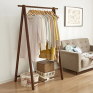 愛(ài)必居 落地衣帽架實(shí)木臥室家用北歐掛衣架單桿式多功能小戶(hù)型衣服架 99cm棕色布藝