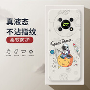 小寸心 榮耀x40gt手機(jī)殼榮耀x40gt保護(hù)套全包防摔直邊液態(tài)硅膠個(gè)性創(chuàng)意潮牌宇航員軟殼 【象牙白-YT018吊星宇航員】