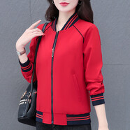 啄木鳥(niǎo)早春女士短外套女春秋2025春季新款上衣休閑夾克中年洋氣春裝 501紅色(單面穿)棒球領(lǐng) M 適合80-95斤