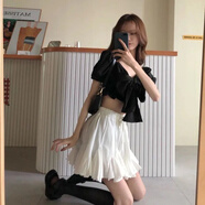 杭馨咚超仙ins顯瘦蓬蓬A字裙女裝減齡短裙夏季韓版百搭高腰學(xué)生半身裙子 白色 【有內襯 不透】 M 80-100斤