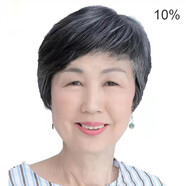 絲茂中老年花白假發(fā)短發(fā)女直發(fā)媽媽真發(fā)銀白發(fā)奶奶款太太假發(fā)套灰白 白色系 短發(fā) 遞針頂心（10%白)均碼