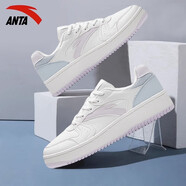 安踏（ANTA）女鞋板鞋秋季新款厚底增高休閑鞋小白鞋夏季透氣學(xué)生運(yùn)動(dòng)鞋子女 象牙白/幻景藍(lán)/迷霧紫-1 40