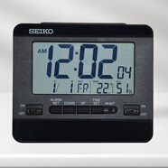 SEIKO日本精工時(shí)鐘溫濕度電子日歷鬧表雙組鬧鈴臥室學(xué)生宿舍家用鬧鐘