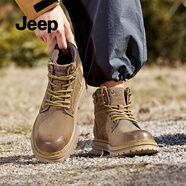JEEP吉普馬丁靴男2025冬季新款復(fù)古英倫風(fēng)工裝靴百搭短靴潮流靴子男士 黃色 41