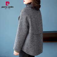 皮爾卡丹（pierre cardin）中年毛呢短外套女2023秋冬新款大I碼時尚洋氣顯瘦呢子上衣 灰色氣質(zhì)/洋氣/減齡/女裝/大 L