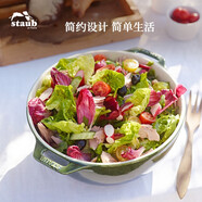 琺寶（staub）陶瓷碗大號(hào)沙拉碗家用甜品碗泡面湯碗面碗烘焙雙耳飯碗 18cm 蒔蘿綠