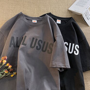 皇呈重磅純棉短袖t恤男2025衣服春夏季美式潮流潮牌寬松男裝半袖t恤衫 深灰色 XL 115-140優(yōu)先發(fā)貨