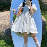 YOMC碎花連衣裙女裝夏季2025新款法式甜美日系設計感超仙氣質(zhì)裙子ins 白色 XL 建議115-130斤