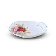 點特歐式高檔唐山骨瓷餐具碗碟套裝家用陶瓷高腳飯碗湯碗盤子面碗結婚 7英寸方深盤