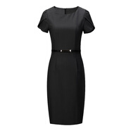 彤伊佳職業(yè)連衣裙2023夏季新款韓版修身顯瘦寬松面試工作服正裝包臀裙女 黑色連衣裙 S