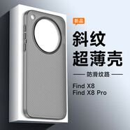 萌續適用OPPOFind X8手機殼超薄X8ultra磨砂斜紋PP殼x8S不沾指紋x9Pro透氣裸機手感全包防摔男女高級感 超薄斜紋PP殼【透黑】 OPPO Find X8pro