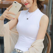 愷吉銳內搭中領(lǐng)打底衫女半高領(lǐng)無(wú)袖T恤背心女外穿夏季韓版修身百搭上衣 1件【#小高領(lǐng)背心#】白 XL 115-130斤