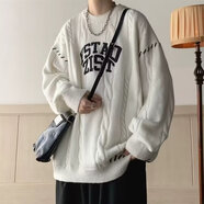 佐優(yōu)品美式慵懶風毛衣男款冬季加厚麻花外套秋冬款日系感復古針織衫 白色 XL