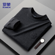 羅蒙（ROMON）衛衣男春秋商務(wù)中高領(lǐng)長(cháng)袖T恤休閑打底衫外套男LM115黑灰3XL