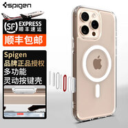 spigen【靈動觸控按鍵】適用蘋果iphone16Pro Max手機殼新款16pro透明氣囊防摔保護殼Mag Fit磁吸硬外殼 白色（透明） iPhone 16 Pro