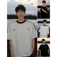 雪衣王 重磅純棉美式短袖t恤男夏季穿搭插件半袖衣服街頭寬松體恤 灰色 M