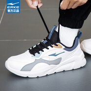 鴻星爾克（ERKE）男鞋冬季新款皮面防水休閑運(yùn)動(dòng)鞋官方正品戶外減震防滑輕便跑步鞋 微晶白/正黑/水泥灰2227 44