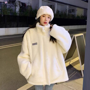 鳳蝶兒羊羔毛外套女新款女裝韓版學(xué)生加厚皮毛一體加絨百搭雙面穿羊羔絨 兩面穿羊羔毛外套 S