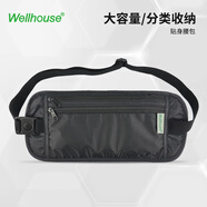 WELLHOUSE戶外隱形腰包 男女旅行防盜證件包便攜票據(jù)手機(jī)收納 黑色S款