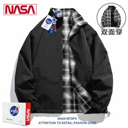 NASA RHUDE秋季外套男裝情侶裝休閑夾克男秋冬棒球服潮流男士春秋款衣服男 8890黑色(雙面穿) L (145-160斤)