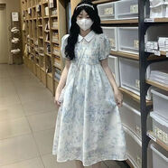 TNWKJLC夏季女生連衣裙初中生小清系日系甜美小清新奶fufu娃娃領(lǐng)碎花連衣 碎花連衣裙 S