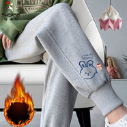 啄木鳥(niǎo)棉運動(dòng)褲女春秋款2025新款寬松束腳哈倫褲小個(gè)子直筒休閑衛褲 灰色【3013加絨款】 2XL 建議130-150斤