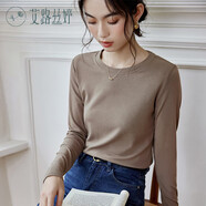 艾路絲婷打底衫女秋冬2023新款彈力修身長(zhǎng)袖t恤內(nèi)搭正肩顯瘦31711 摩卡色 M
