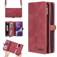 錦灝（Jinhao） iPhone17pro max手機殼真皮錢(qián)包蘋(píng)果16/15pus磁吸翻蓋卡包14全包13防摔保護套插卡手腕帶斜挎肩帶 紅色 6.1英寸蘋(píng)果13